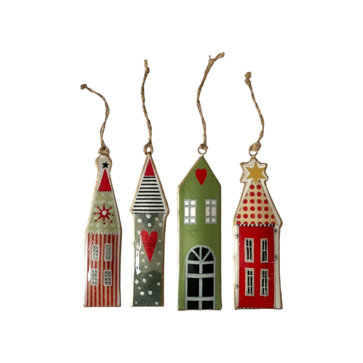 Maison d'Abri - Decoratieve hangers ‘Houses Gina’ (Set van 4)
