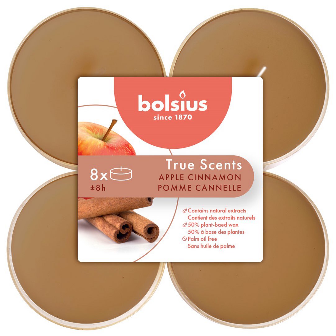 Bolsius - Geurtheelichtjes 'True Scents' (8 stuks, Apple Cinnamon)