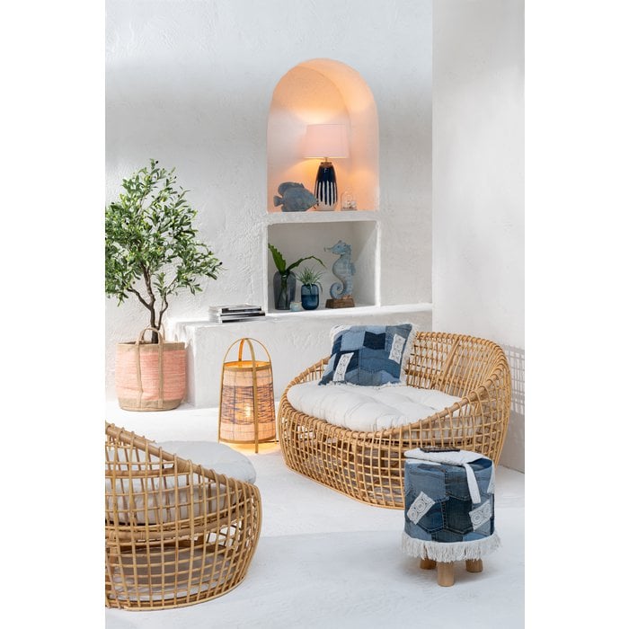 J-Line - Lampadaire en Bambou 'Jeans' - Bleu