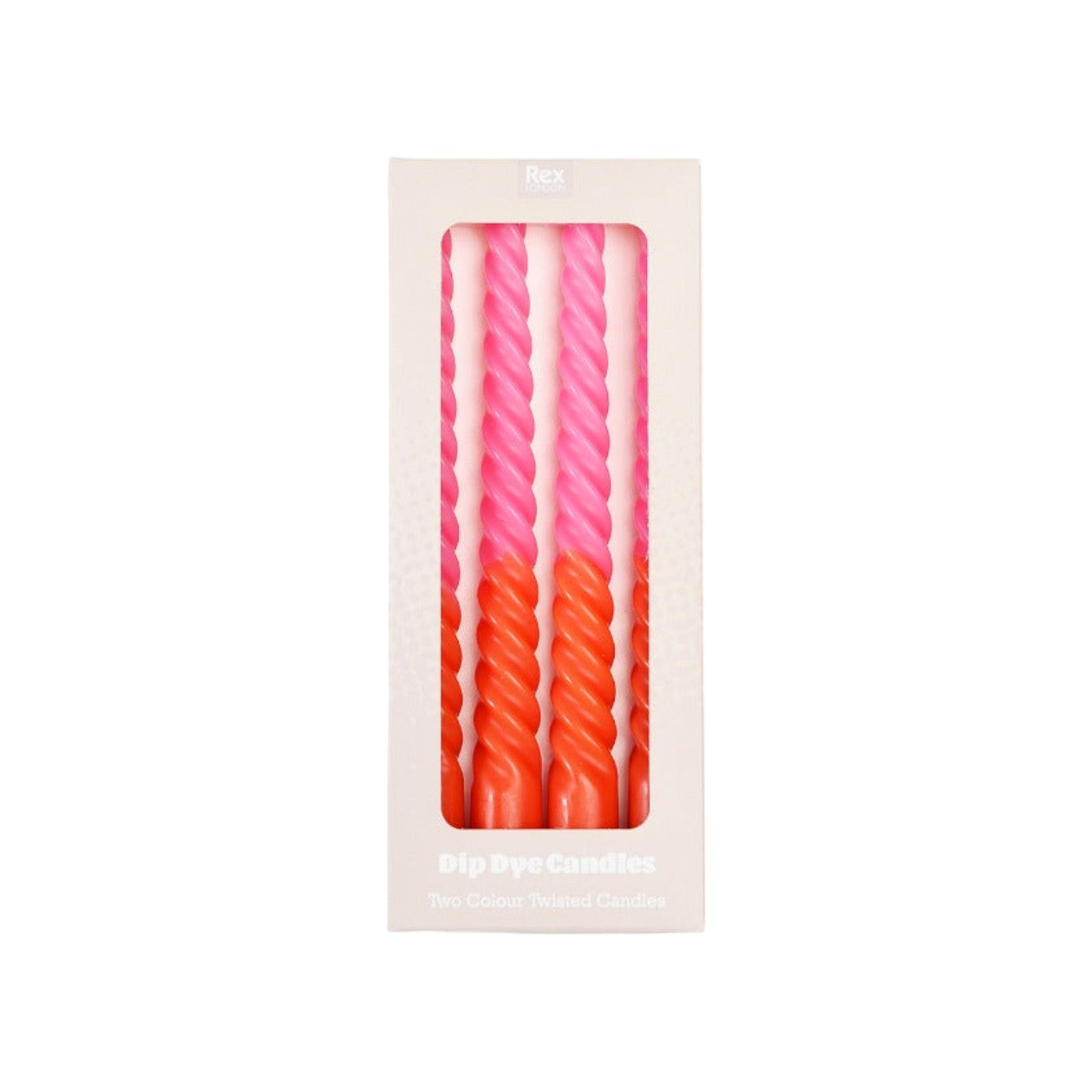 Rex London - Dip dye dinerkaarsen 'Spiral' (set van 4) - Roze
