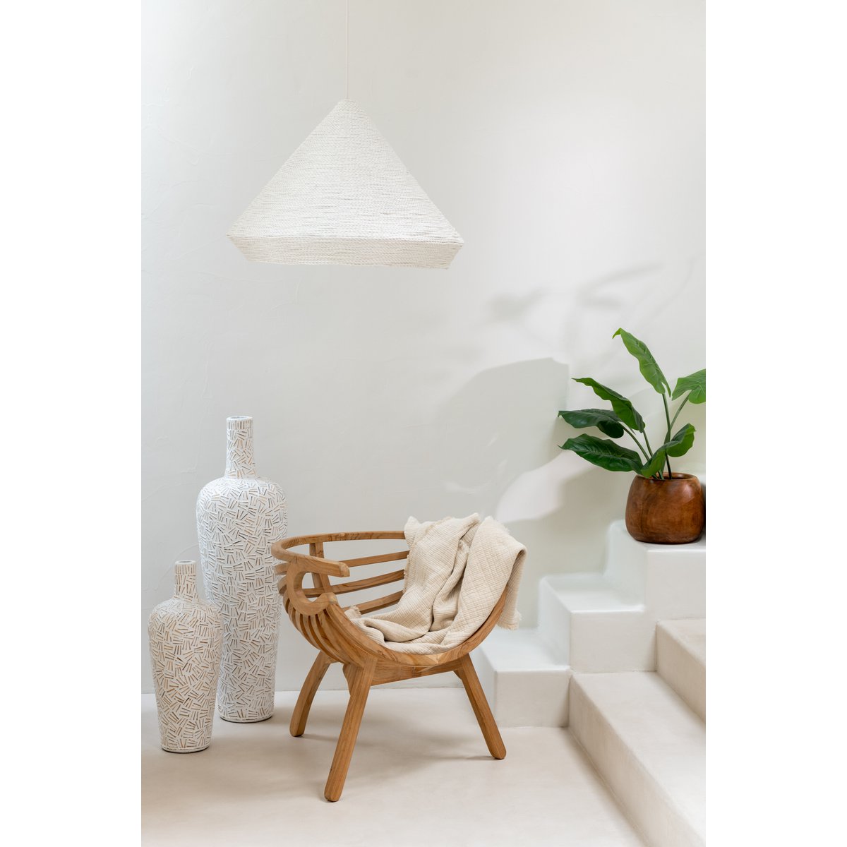 J-Line - Hangende lamp 'Konisch' (Wit, Maat L)