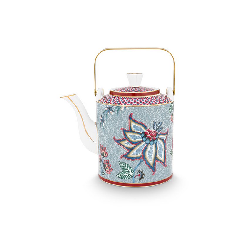 Giftset Teapot Oriental Flower Festival Blue 1 ltr