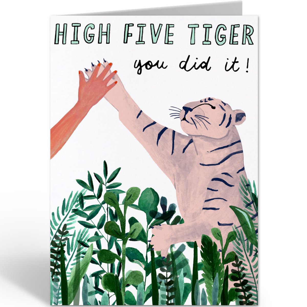 The Card Company - Wenskaart 'High Five Tijger' (A6, Dubbel)