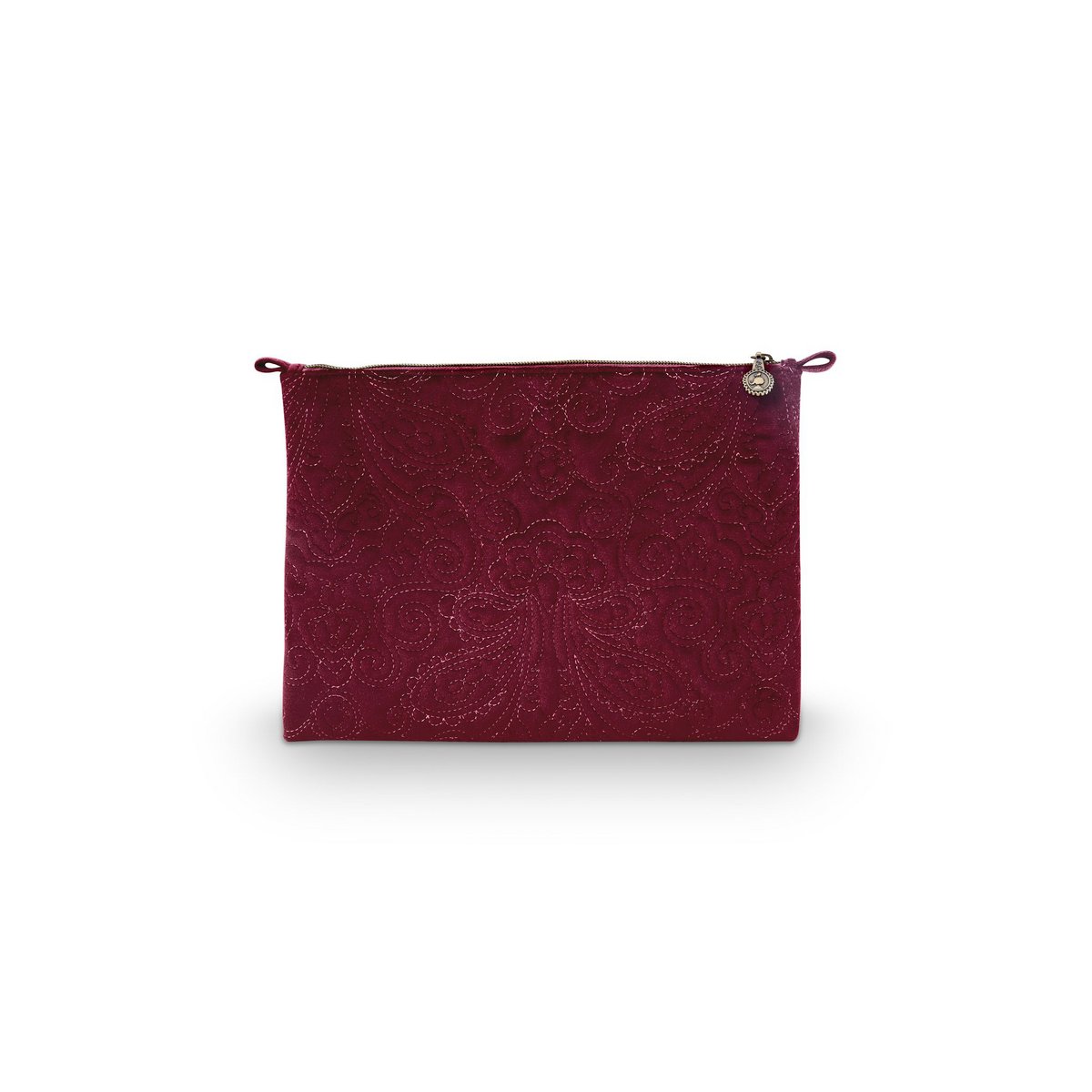 Cosmetic Flat Pouch Large Velvet Quiltey Days Red 30x22x1cm
