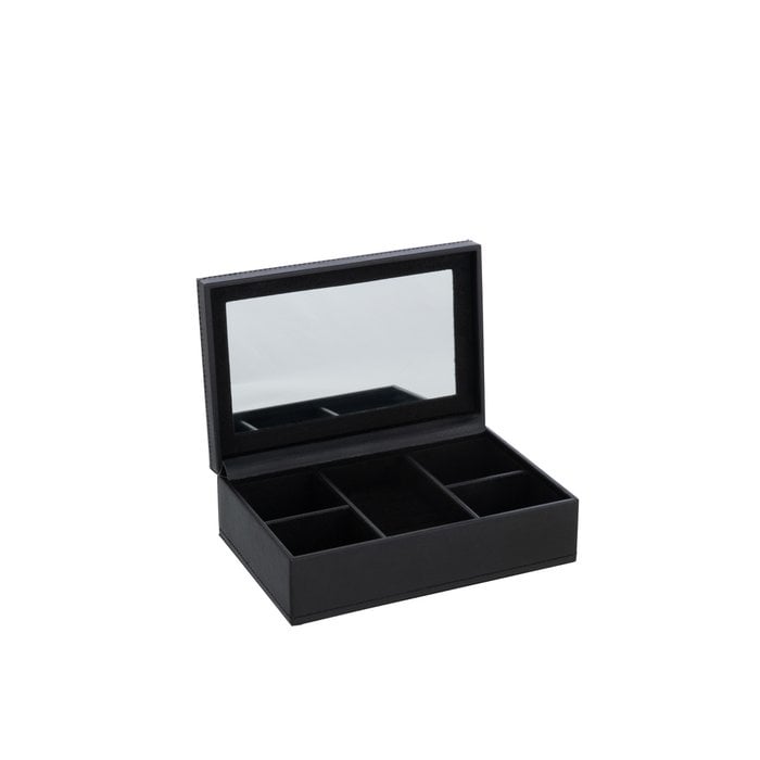 J-Line - Juwelendoos met spiegel '5 Compartimenten' - Zwart