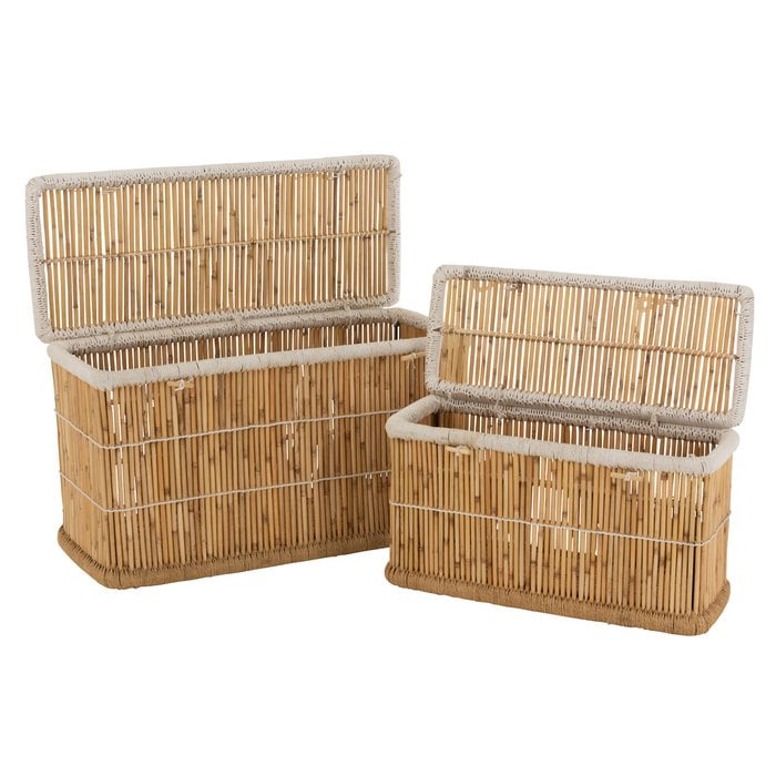 J-Line - Paniers 'Orris' (Bambou, Naturel/Blanc, Lot de 2)