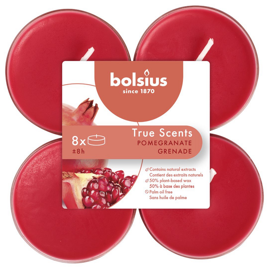 Bolsius - Geurtheelichtjes 'True Scents' (8 stuks, Pomegranate)