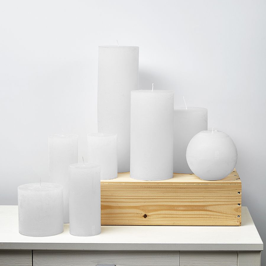 Branded By - Kaarsen 'Pillar' (Ø7cm x 10cm) - White (set van 6)