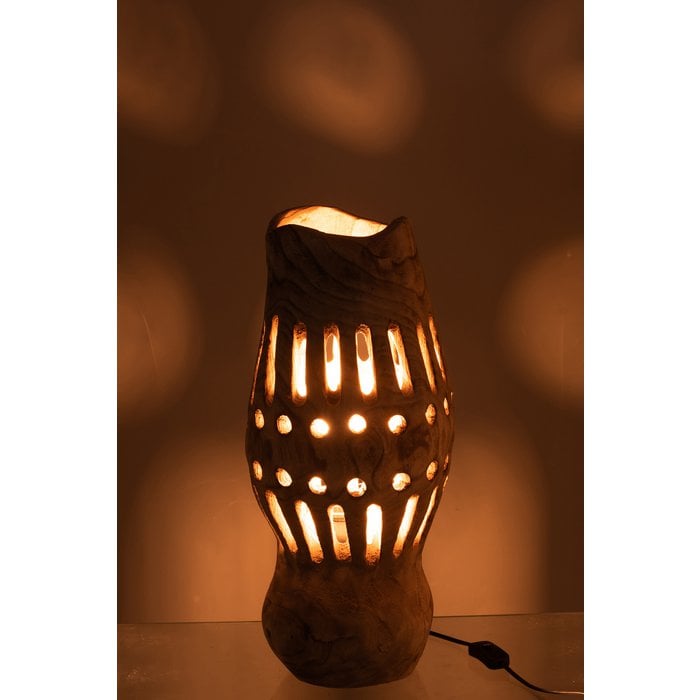 J-Line - Lampe de table en bois 'Valerie' (Naturel)