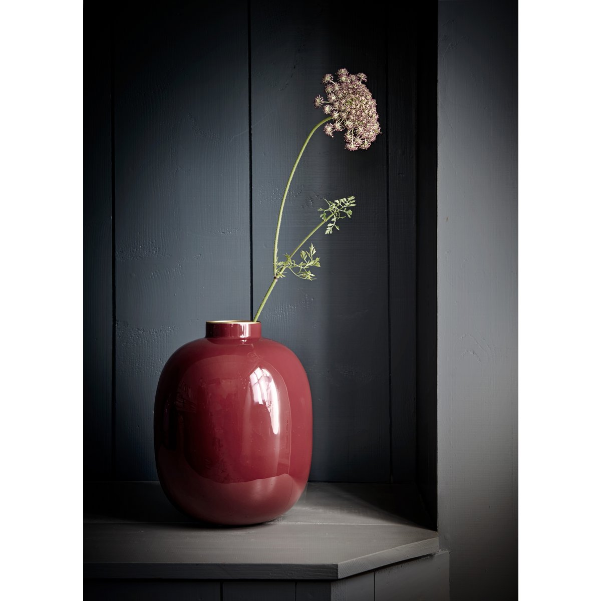 Vase Metal Dark Red 32cm