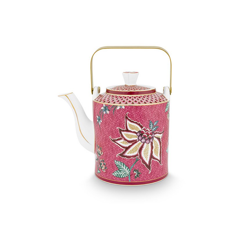 Giftset Teapot Oriental Flower Festival Dark Pink 1 ltr