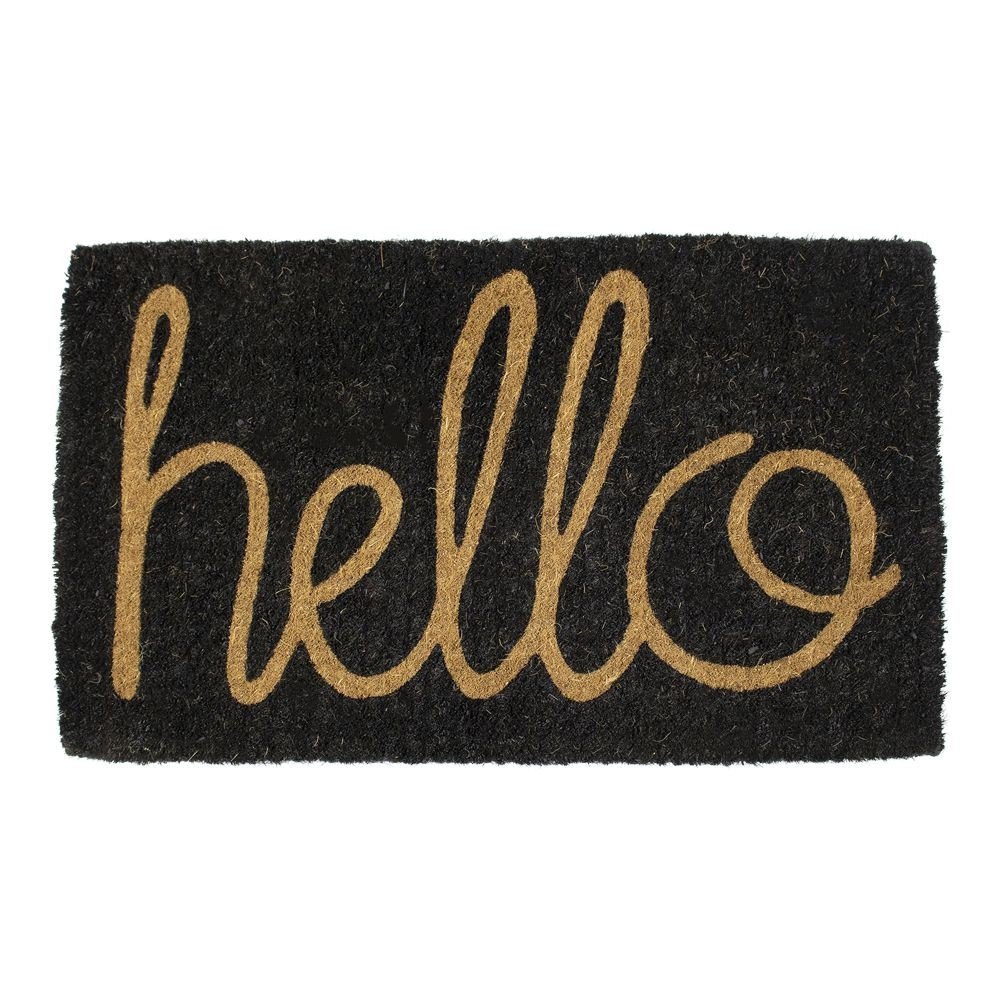 Mars & More - Handgeweven deurmat 'Hello' (Zwart)