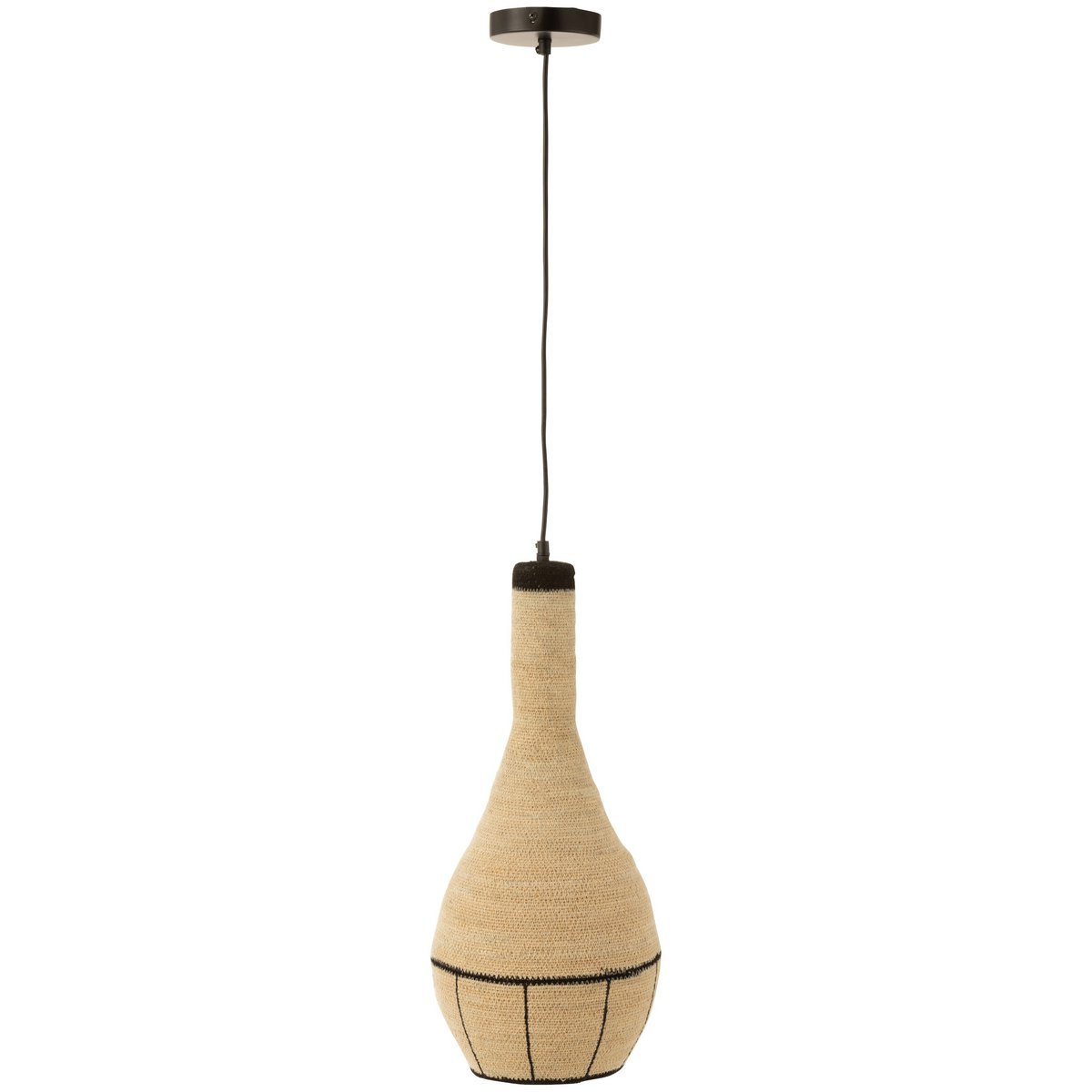 J-Line - Hangende lamp 'Peer Lijnen Zeegras' (Naturel/Zwart)