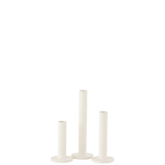 J-Line - Kerzenständer 'Daaf' (Weiß, 3er-Set)