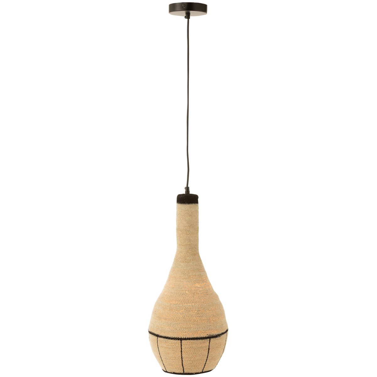 J-Line - Hangende lamp 'Peer Lijnen Zeegras' (Naturel/Zwart)