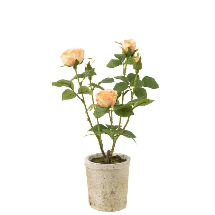 J-Line - Kunstrozen in pot 'Rose' (Geel)