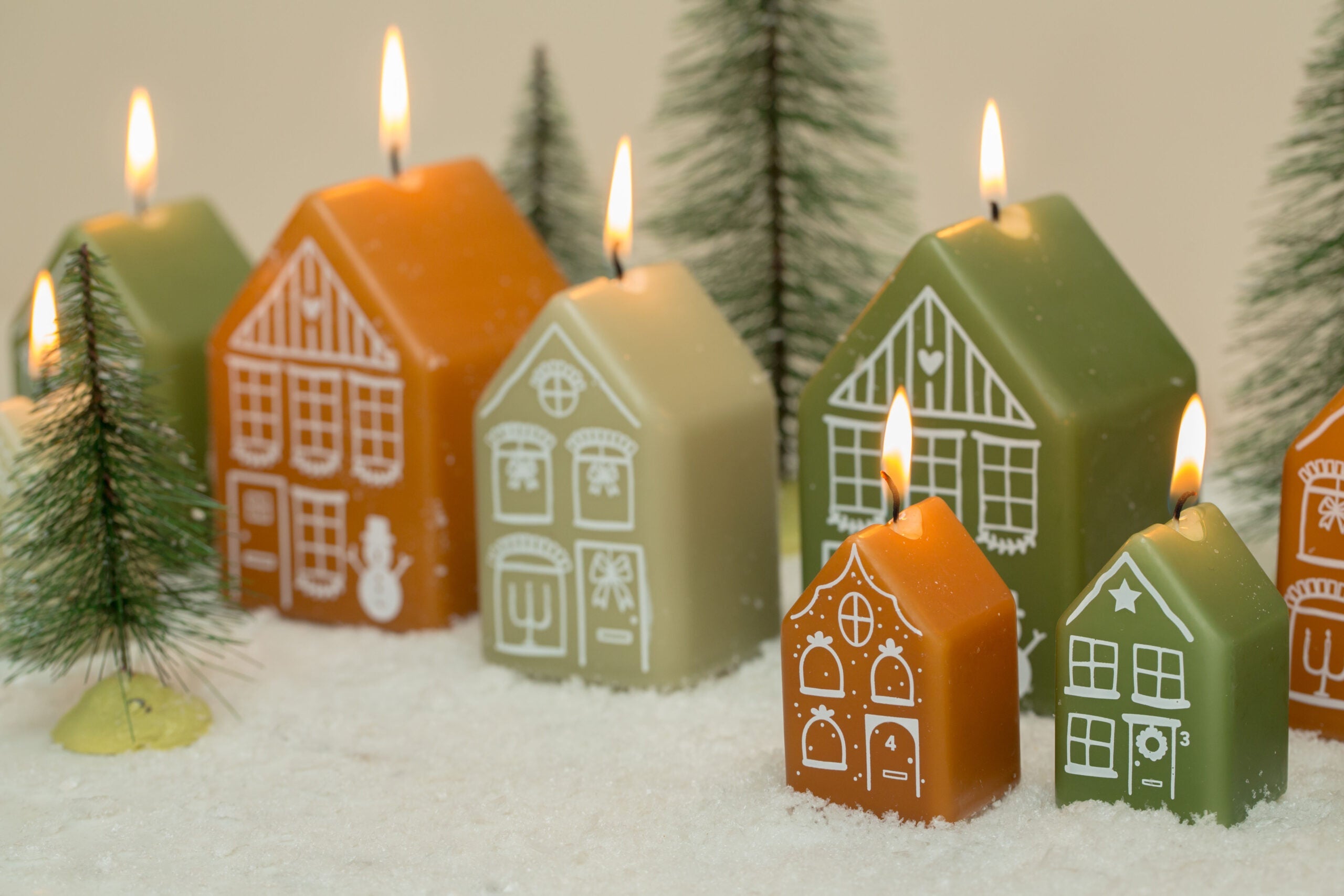 Rustik Lys - Kaarsjes 'Gingerbread House' (set van 4) - Klein - Thyme